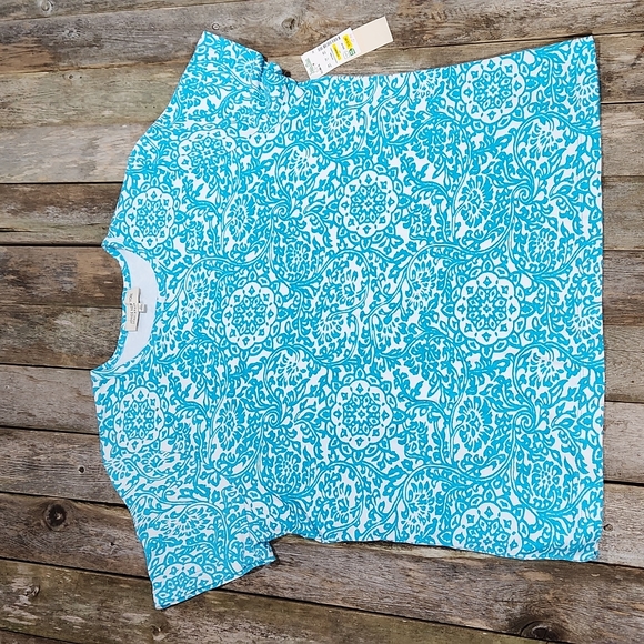 Jones New York Sport Woman short sleeve t-shirt scuba blue & white 2X W-558 - Picture 3 of 6